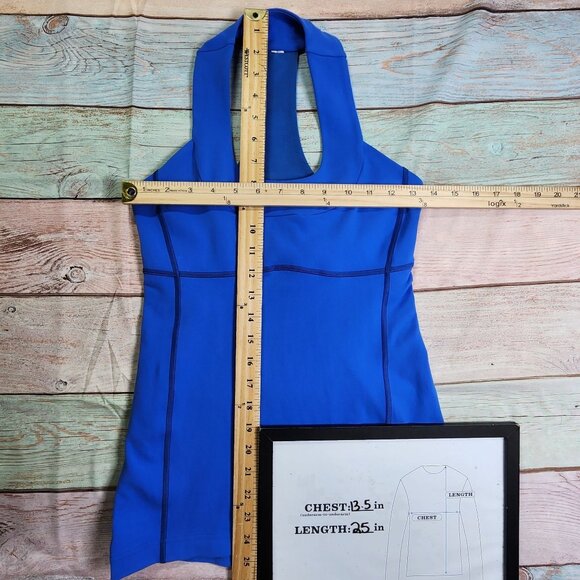 Lululemon Womens Small Blue Racerback Athletic Tank Top Built In Shelf Bra - Picture 5 of 6